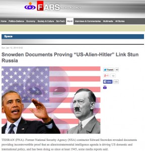 Fars News Agency story on Nazi Space aliens running USA